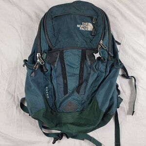 The North Face Recon Blue Green Backpack Hiking Camping Trails Outdoors School